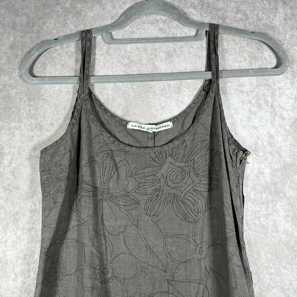 La Fée Maraboutée Roanne Dress Womens S Gray Floral Linen Sleeveless Vacation - Picture 2 of 11